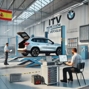 Coche en inspección técnica