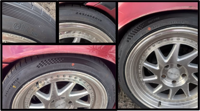 Llanta y neumático trasero del BMW 320i en Fuerteventura